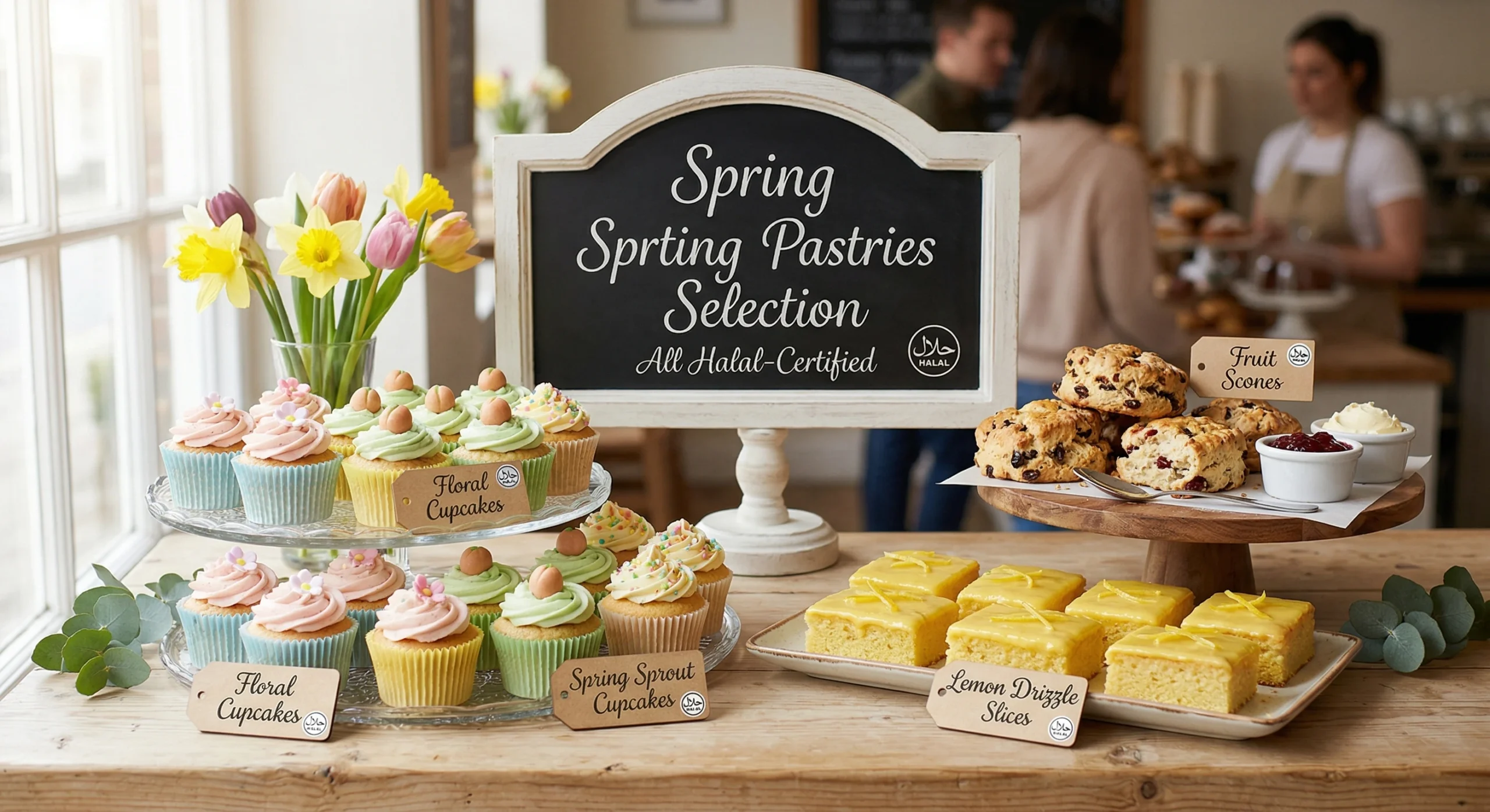 Fresh spring pastries and cupcakes at Charishta Café