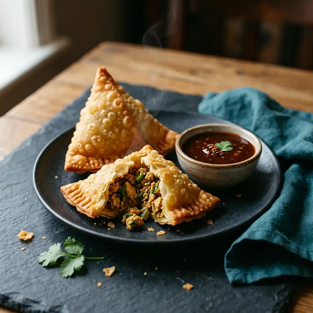 Chicken Samosa – fresh halal starters dish at Charishta Café, Farnham Common, Slough