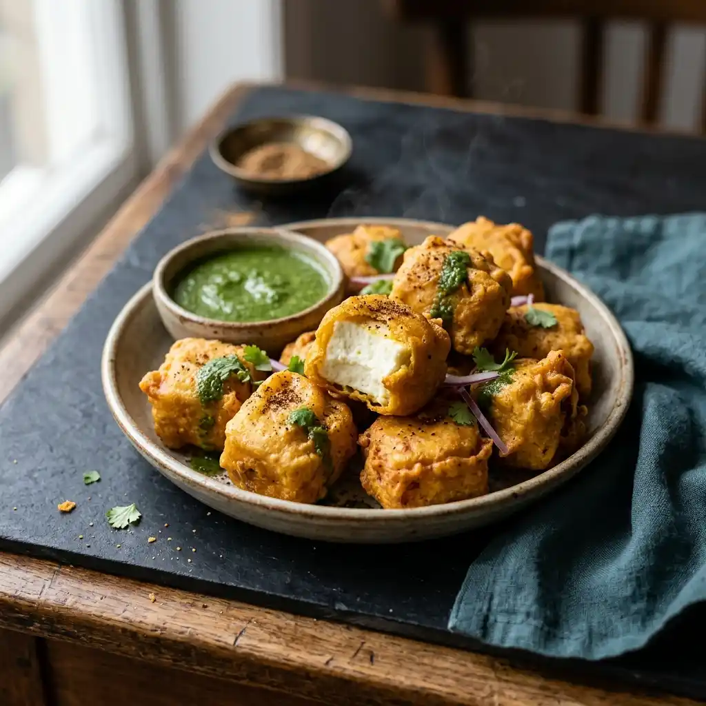 Paneer Pakora – fresh halal starters dish at Charishta Café, Farnham Common, Slough