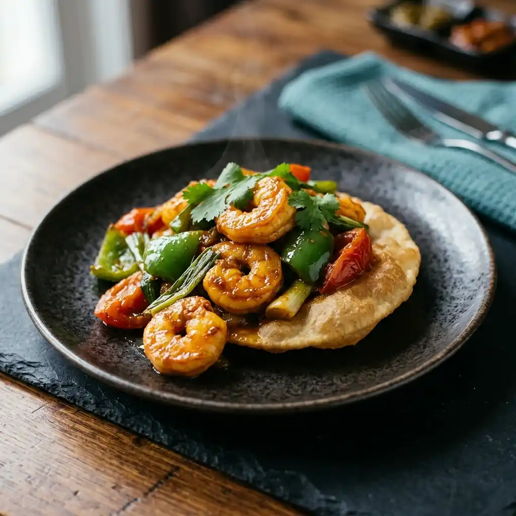 King Prawn Puri – fresh halal starters dish at Charishta Café, Farnham Common, Slough