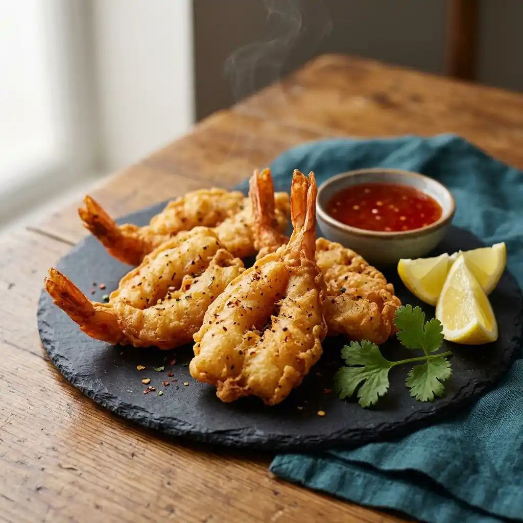 King Prawn Butterfly – fresh halal starters dish at Charishta Café, Farnham Common, Slough
