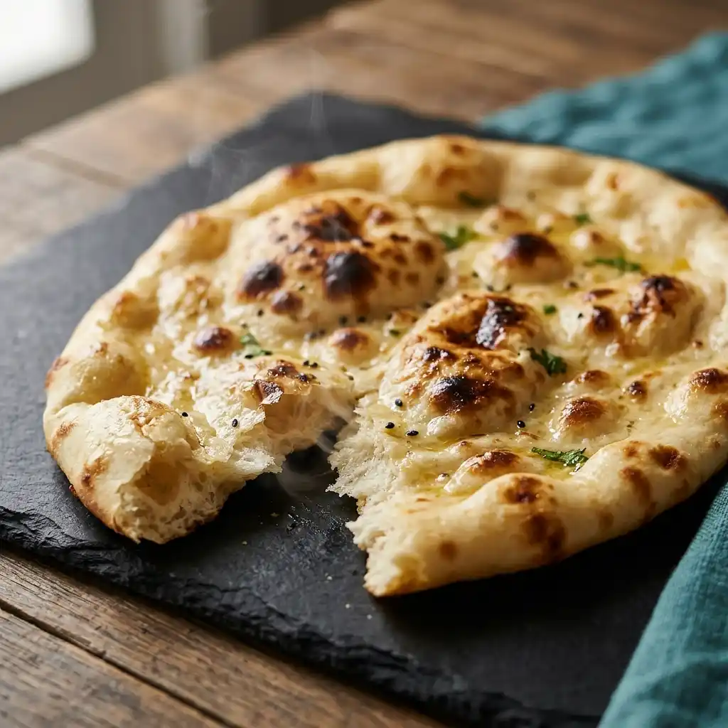 Plain Naan – fresh halal breads dish at Charishta Café, Farnham Common, Slough
