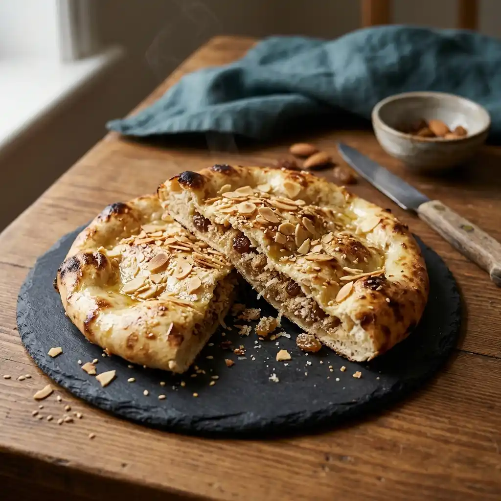 Peshwari Naan – fresh halal breads dish at Charishta Café, Farnham Common, Slough