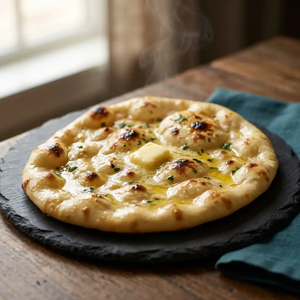 Butter Naan – fresh halal breads dish at Charishta Café, Farnham Common, Slough