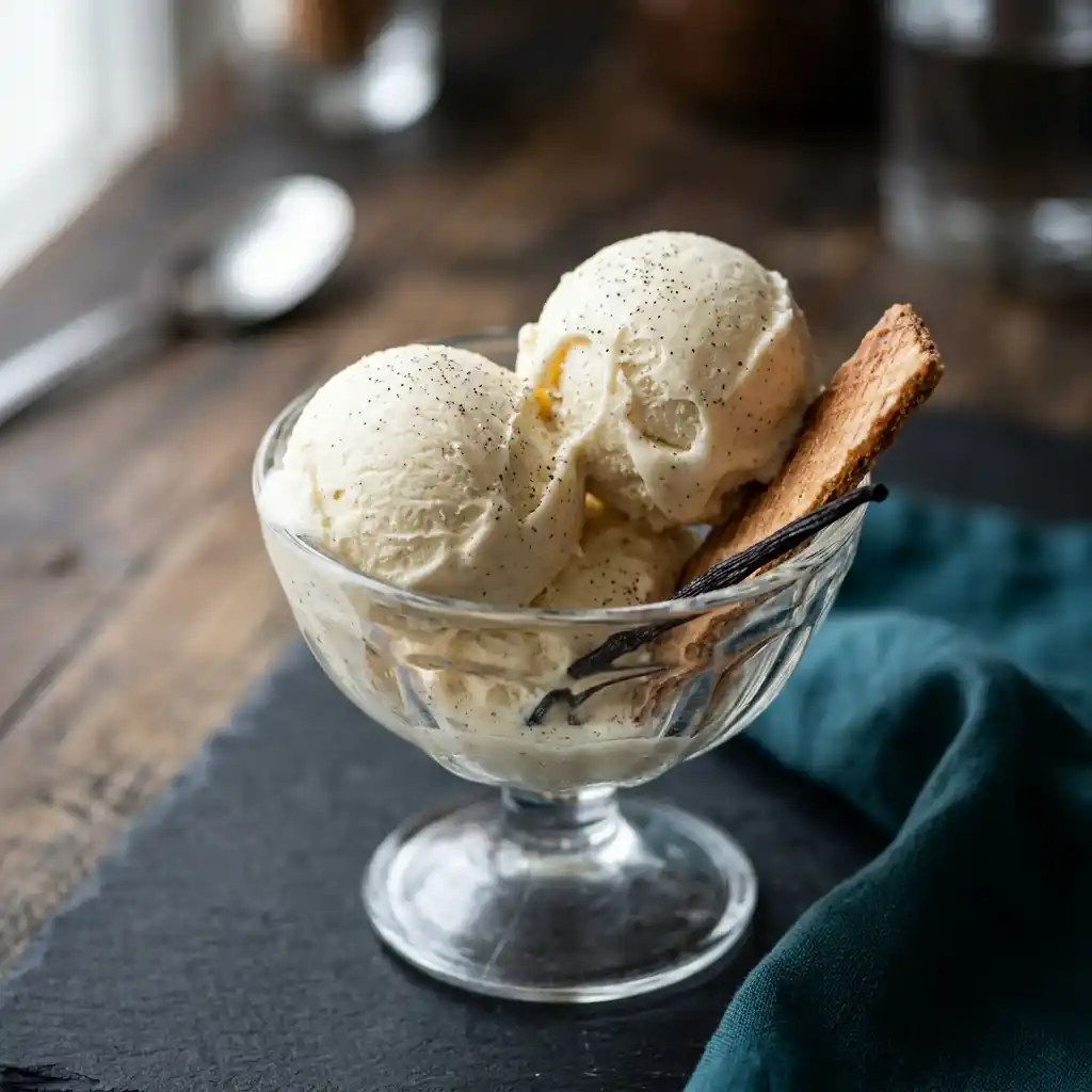 Vanilla Ice-Cream – fresh halal desserts dish at Charishta Café, Farnham Common, Slough