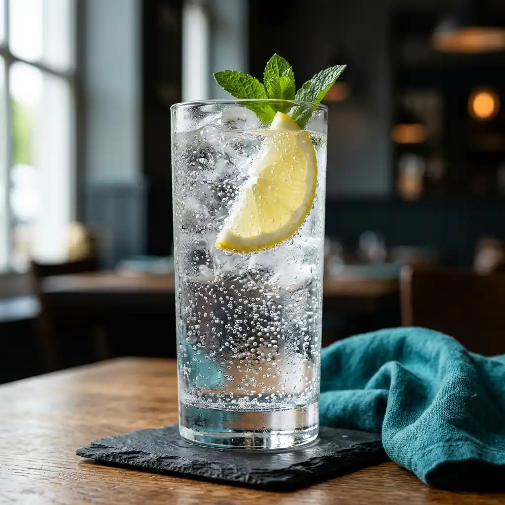 Sparkling Water – fresh halal drinks dish at Charishta Café, Farnham Common, Slough