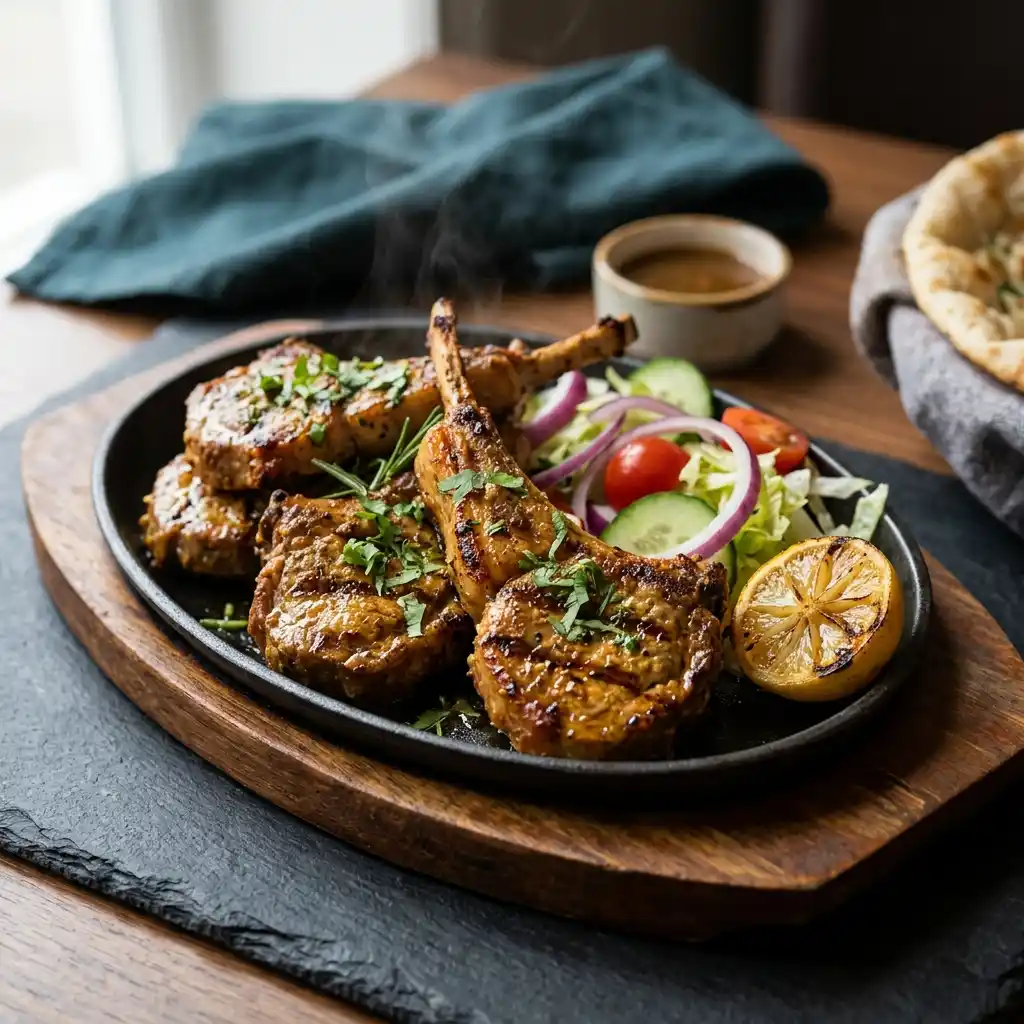 Lamb Chops – fresh halal tandoori grills dish at Charishta Café, Farnham Common, Slough