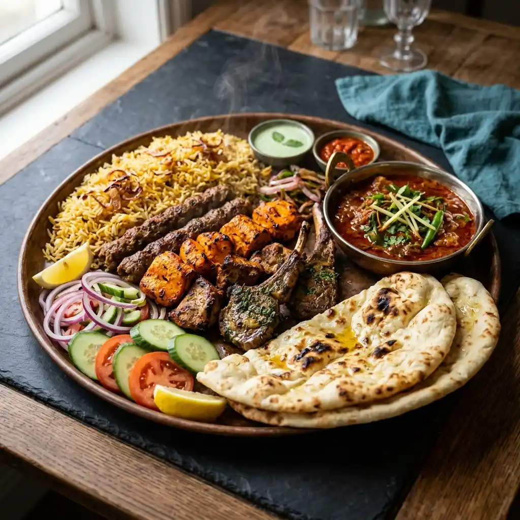 Special Platter – fresh halal sharing platter dish at Charishta Café, Farnham Common, Slough
