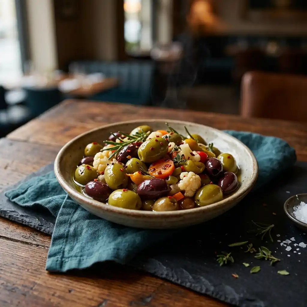 Olives – fresh halal sides dish at Charishta Café, Farnham Common, Slough