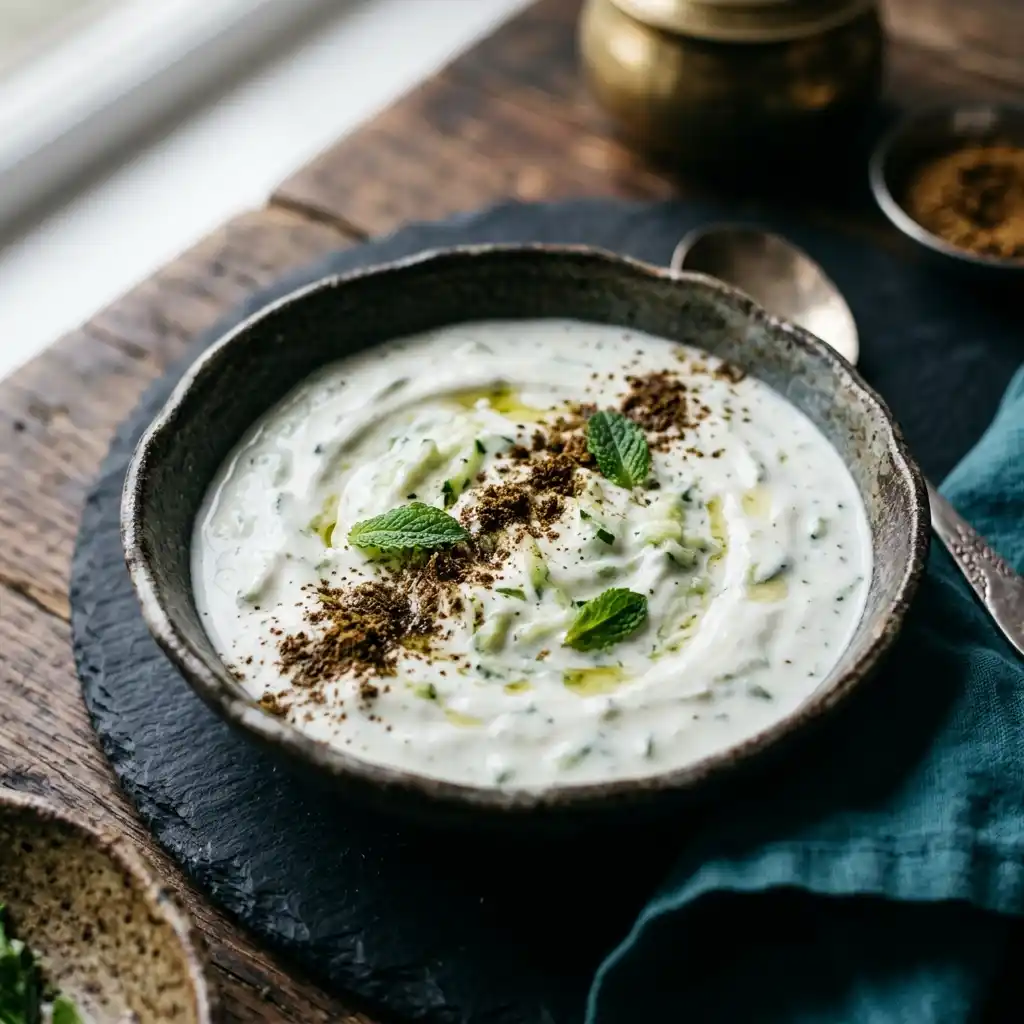 Cucumber Raita – fresh halal sides dish at Charishta Café, Farnham Common, Slough