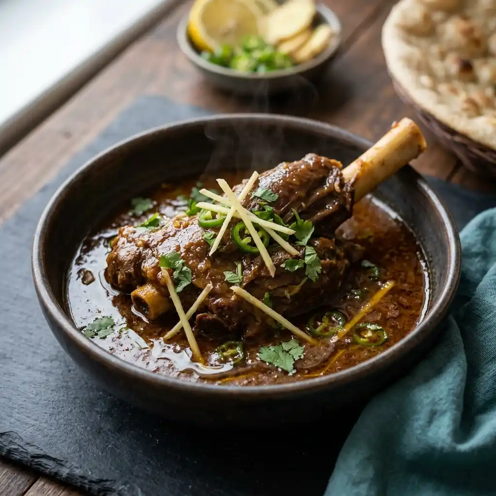 Lamb Shank Nihari – fresh halal chef's specials dish at Charishta Café, Farnham Common, Slough