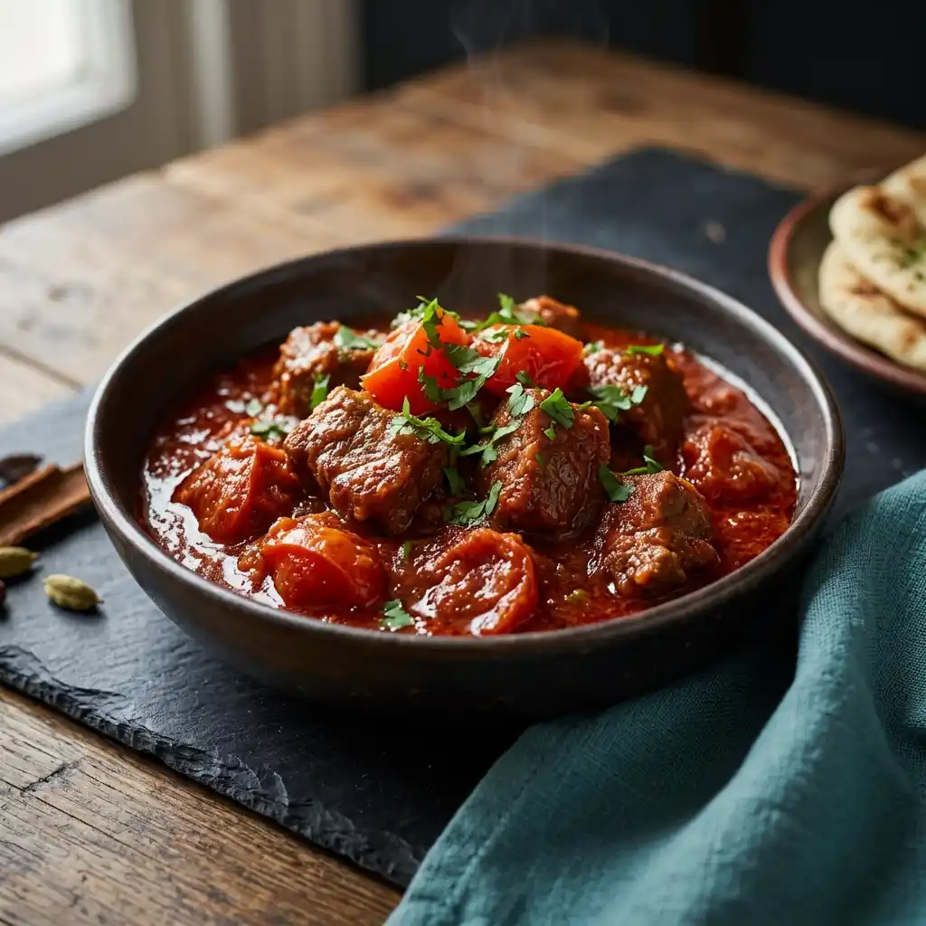 Lamb Rogan – fresh halal traditional curries dish at Charishta Café, Farnham Common, Slough