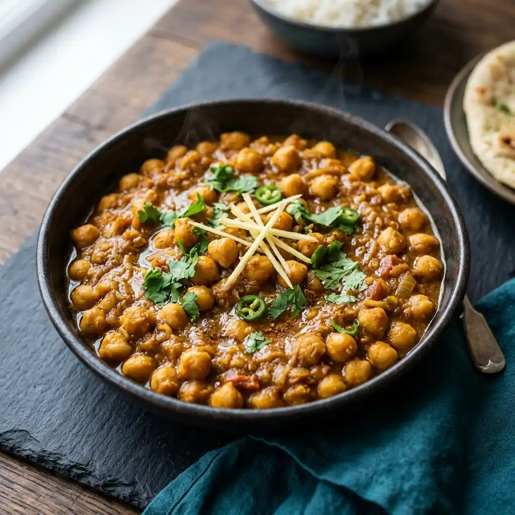 Chana Masala – fresh halal vegetable sides dish at Charishta Café, Farnham Common, Slough